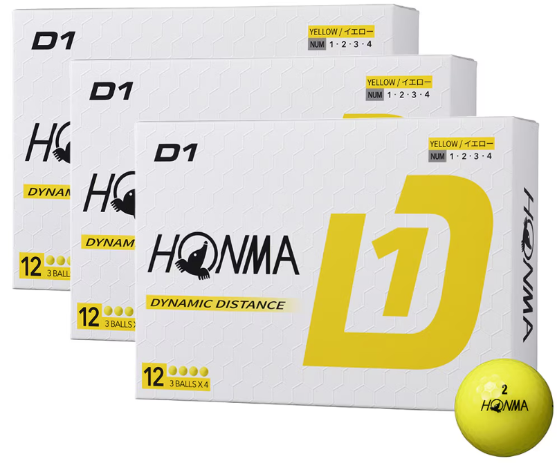 本間ゴルフ(HONMA)(メンズ)【3ダースセット】ゴルフボール D1 2024 BT2401 YE ダース(36個入り)